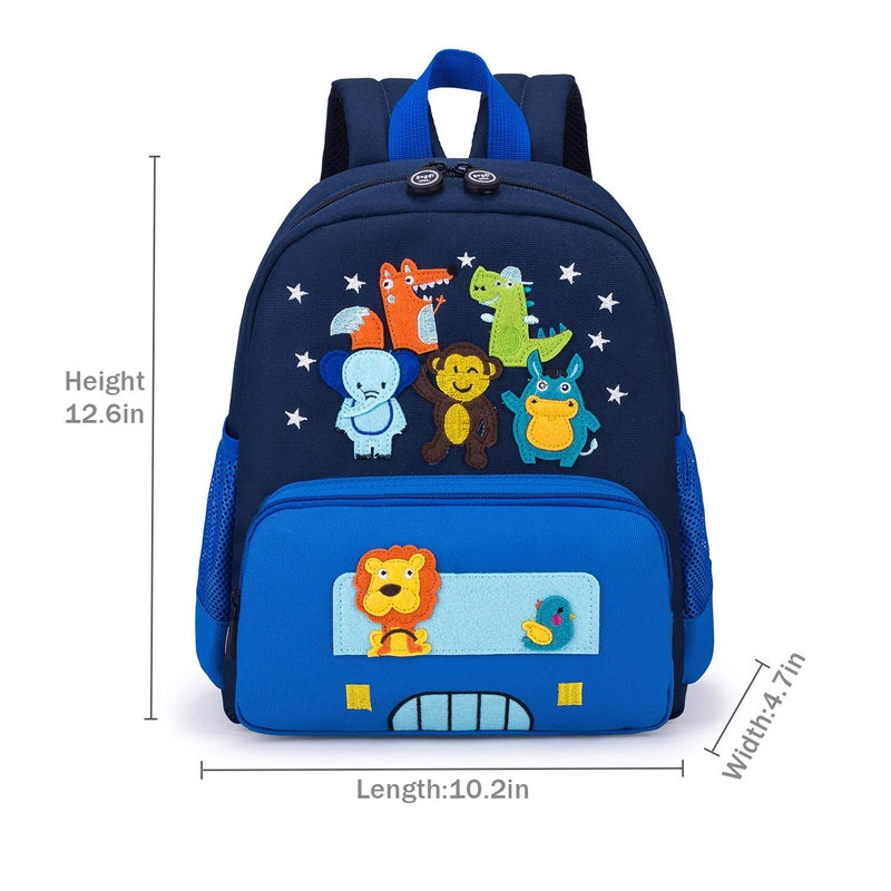 willikiva Cute Zoo Little 3d Backpack Kids Backpack for Boys and Girls Toddler Backpack Waterproof Preschool(Blue) - Image 2